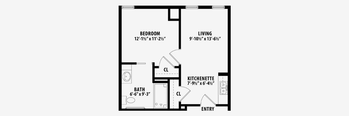 Assisted Living One Bedroom Floorplan