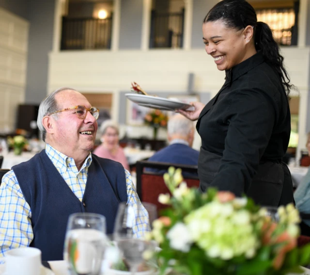 Server speaking with resident