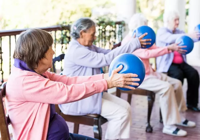 Seniors in fitness class