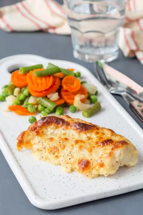 Baked code with vegetables