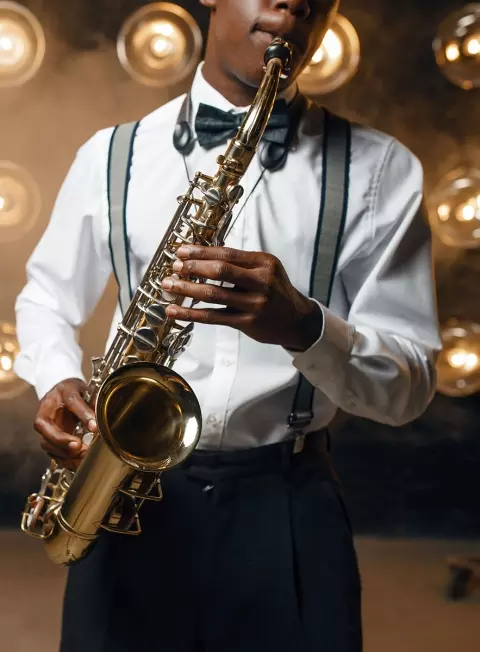 Performer playing saxophone