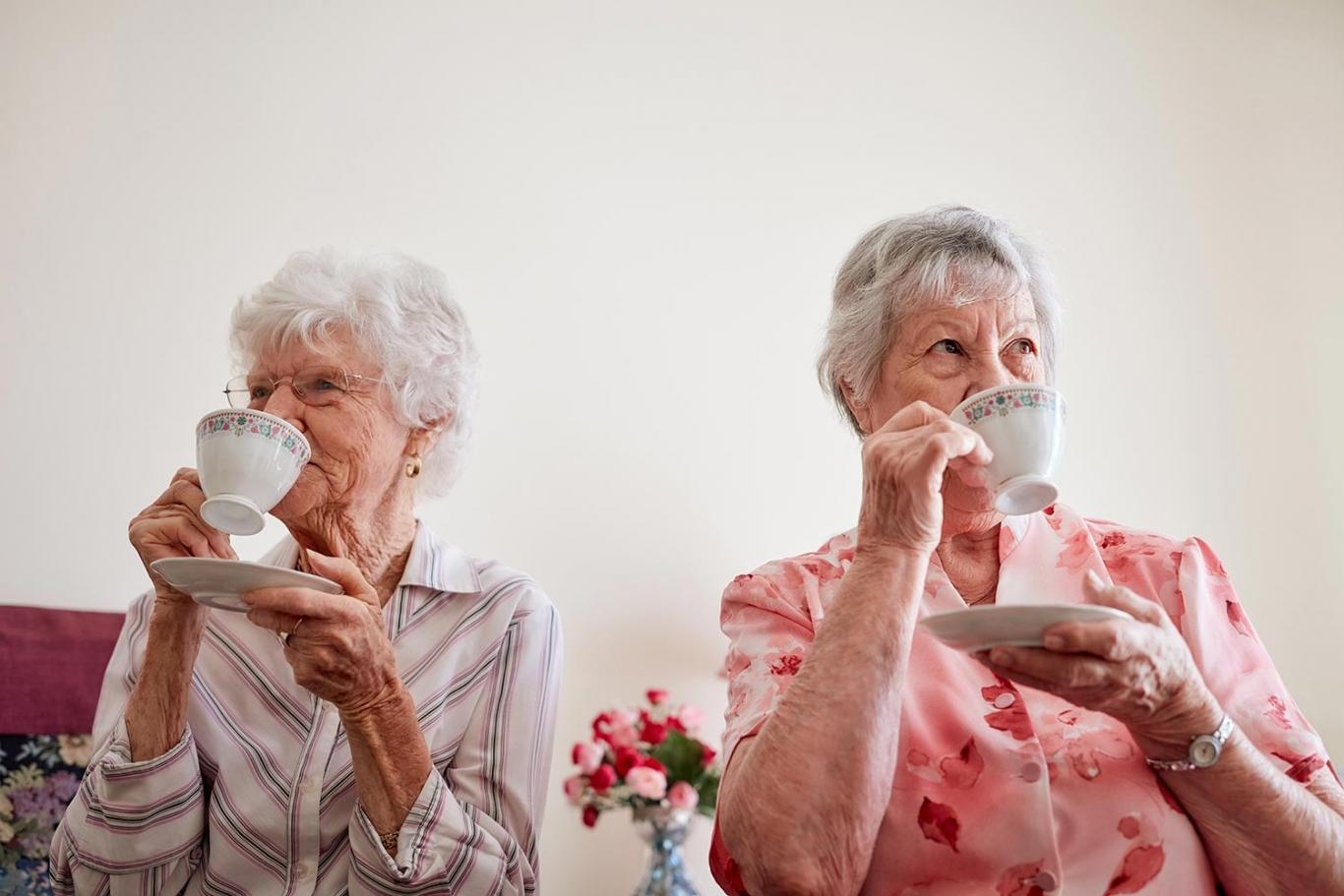 Senior women drinking tea