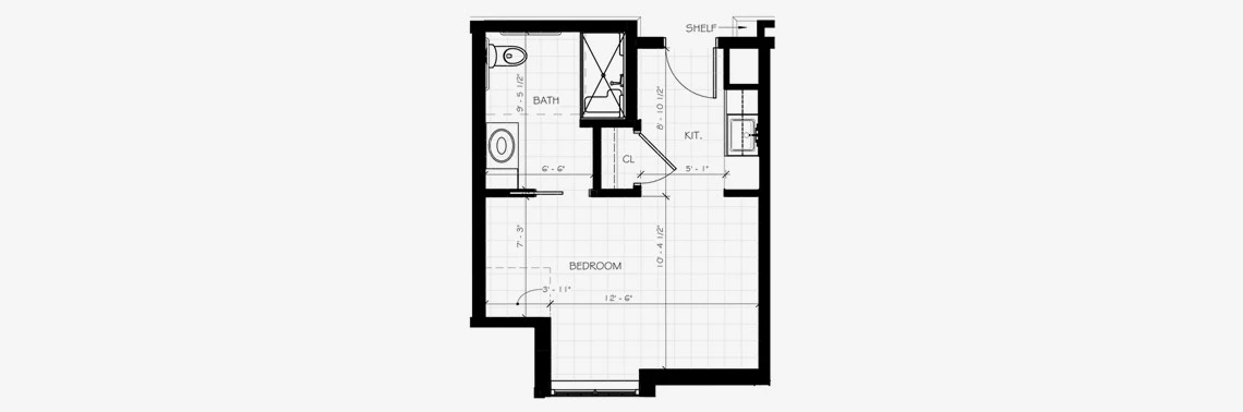 Dormered studio floor plan