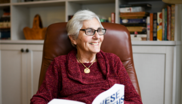 Resident reading a book