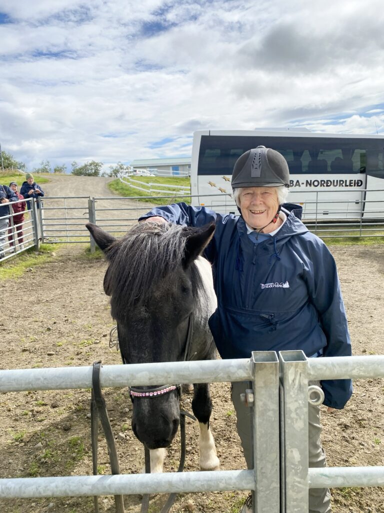 Caroline Jacobs with the horse she road in Iceland
