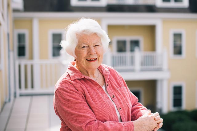 Resident Caroline on porch